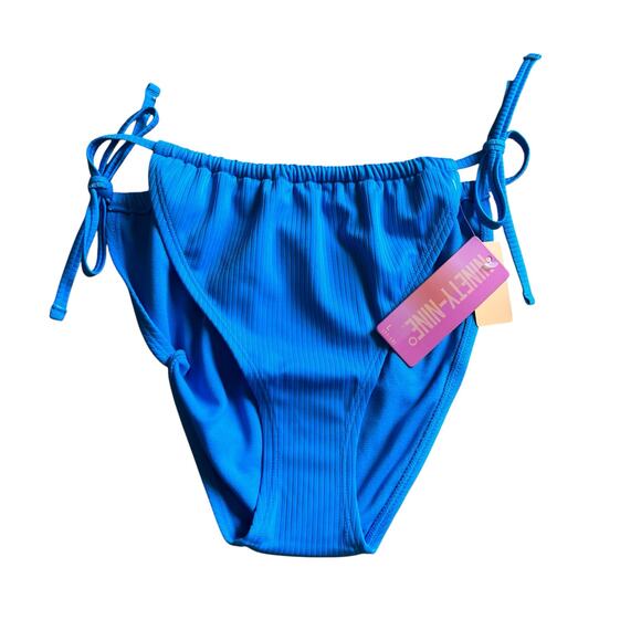 NWT! Juniors' Ninety-Nine° Tunnel Side-Tie Blue Bikini Bottoms Size Large - Picture 1 of 6